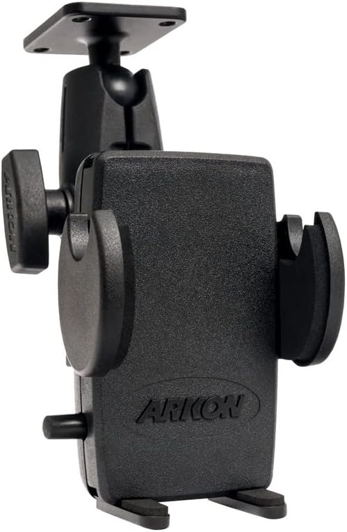 ARKON Mounts Drill-Base Mega Grip Phone Mount | Universal Phone Fit | 360° Adjustable Angle | Flat Surface AMPS Mounting | Compatible with iPhone, Galaxy, Note, Pixel, and More | SM4RM2XMAMPS