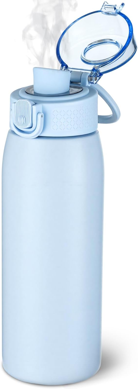 Insulated Water Bottle 18 oz with Dustproof Lid, Carry Handle & Tea Infuser, BPA-Free & Leakproof, Stainless Steel Water Bottles Ideal for Fitness, Hiking, Office & Outdoor Use （Light Blue）