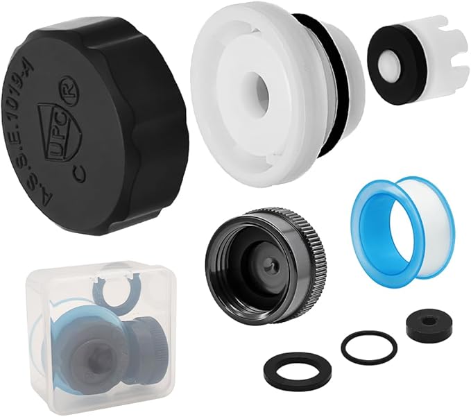 UPC ASSE 1019 A Repair kit(Corase Thread), Outdoor Hose Bib or Faucet Repair Kit, 1PCS Vacuum Breaker 1019-A replacement with 1PCS 3/4"GHT Garden Hose End Cap(Black)