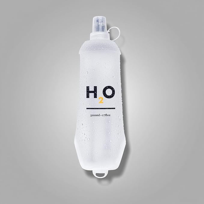 Collapsible TPU Soft Flask 500ml Leakproof Hydration Bottle with High-Flow Bite Valve for Running, Hiking, Cycling & Climbing, Lightweight Foldable Water Bottle (2 pcs 500ml)