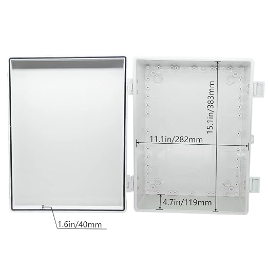 Zulkit Junction Box ABS Plastic Waterproof IP65 Electrical Boxes Hinged Shell Outdoor Universal Project Enclosure with Mounting Plate and Wall Brackets Grey 15.7x11.8X 7.1inch (400x300x180 mm)
