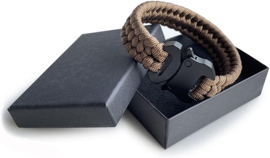 Parachute Cord Bracelets Trilobite Weaved Paracord Bracelet with Side Release Buckle 8.7 inch Black Bracelet for Men Women 1 Set
