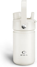 Kids Insulated Water Bottle with Straw - 12oz Stainless Steel Water Bottle with Dual Spouts, Leak-Proof, BPA-Free, Double Wall Vacuum Keeps Cold for 24 Hours for Sports, Travel, School (Cream Moon)