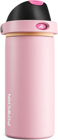 POWCAN 18 oz Insulated Water Bottle for Women: 2-in-1 Push-Button Spout & Quick-Flip Straw, Leakproof, Cold 24Hrs, Fits Car Cup Holder, Stainless Steel Cup for Sports, Camping, Gift (Polka Whimsy)