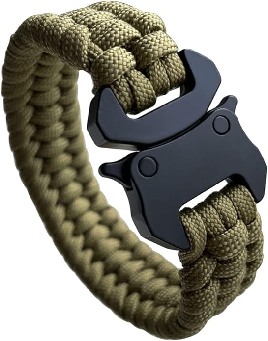 Parachute Cord Bracelets Trilobite Weaved Paracord Bracelet with Side Release Buckle 8.7 inch Black Bracelet for Men Women 1 Set