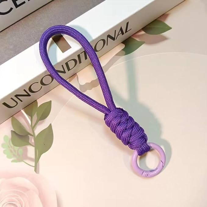 Colorful Braided Paracord Keychain, 12cm Length, Multi-Color Pack with Ring, Decorative Woven Rope Strap