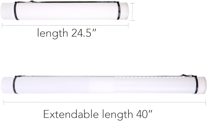 TRANSON 2-pack Durable Poster Storage Tube with Straps 24"-40" Extendable for Blueprints, Artwork, Maps, Posters