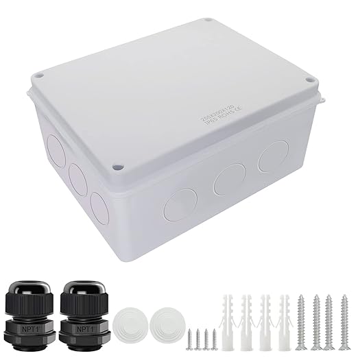LeMotech Junction Box, Electrical Box IP65 Water Resistant Dustproof ABS Plastic Project Enclosure for Electronics White 10 x 7.9 x 4.7 inch