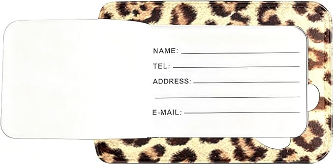 2 Pack Leopard Luggage Tags for Suitcases, Trendy Animal Print Travel ID Tags with Privacy Cover, PU Leather Bag Identifiers, Spring & Summer Vacation Essentials, Mother's Day, 2 Styles