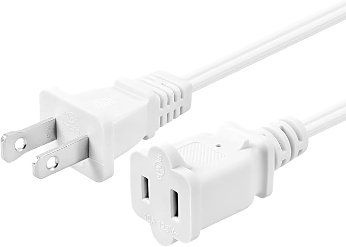Short Extension Cord 3 Ft,2-Prong Extension Cord, NEMA 1-15P to 1-15R Thin Extension Power Cord - Compact Indoor/Outdoor Use for Home Office Small Appliances Camping