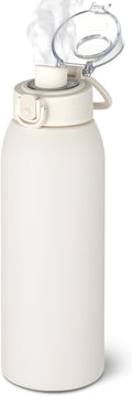 Insulated Water Bottle 24 oz with Dustproof Lid, Carry Handle & Tea Infuser, BPA-Free & Leakproof, Stainless Steel Water Bottles Ideal for Fitness, Hiking, Office & Outdoor Use （Beige）