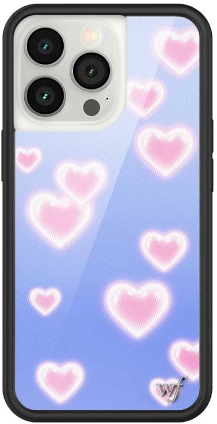 Wildflower Cases - Compatible with iPhone 13 Pro| Protective Black Bumper, 6.5ft Drop Test Certified, Women Owned Small Business | Blue Pink Aesthetic Dainty Cute Trendy | Dreamy Hearts