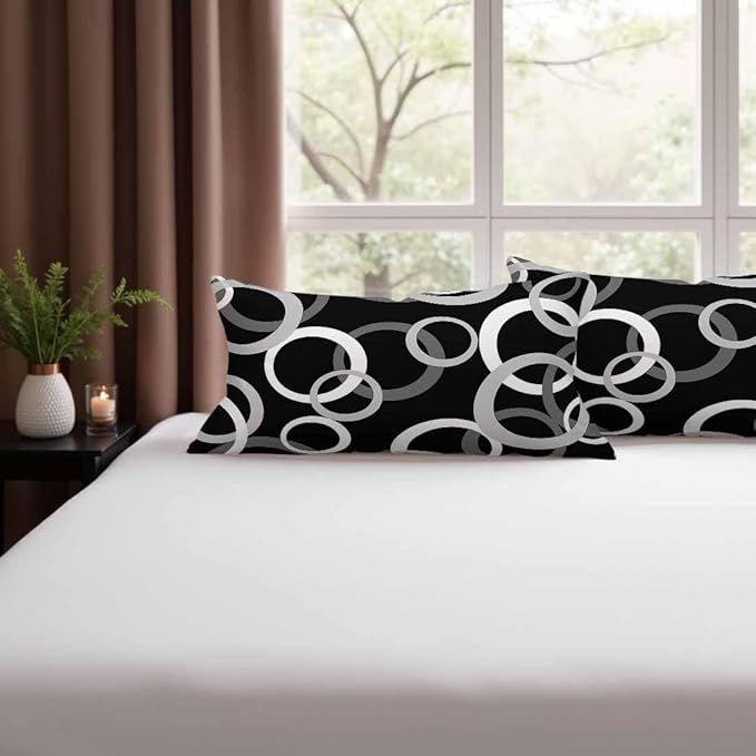 Abstract Geometric Circle 12 X 20 Pillow Covers Black White Decor Artwork Set of 2 Pillow Cases Velvet Outdoor Pillowcases Decorative for Home Bed Sofa Couch Hotel