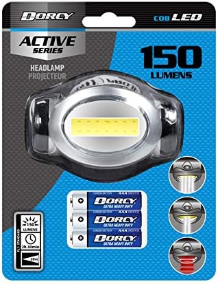 Dorcy 8-LED Adjustable LED Headlight Flashlight with Blinking Red Light Setting and Push Button Switch, Black (41-2095)