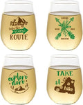 Set of 4 Shatterproof Designer 16 oz Plastic Wine Glasses MADE in the USA (MOUNTAINS)