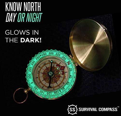 SharpSurvival Military-Grade Glow-in-The-Dark Compass – Waterproof Metal Navigation Tool for Camping, Hiking, Hunting, Survival & Orienteering – Compact & Lightweight