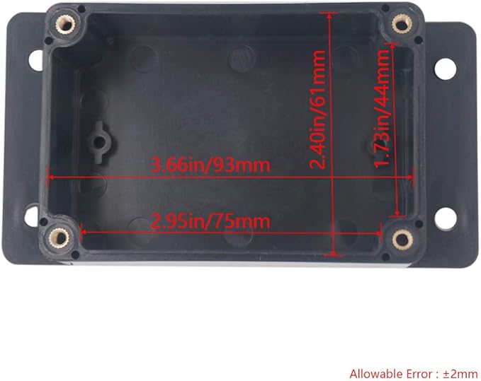 2 Pack Project Box IP65 Waterproof Junction Box ABS Plastic Black Electrical Boxes DIY Electronic Project Case Power Enclosure with Fixed Ear 3.94 x 2.68 x 1.97 inch(100x68x50mm)