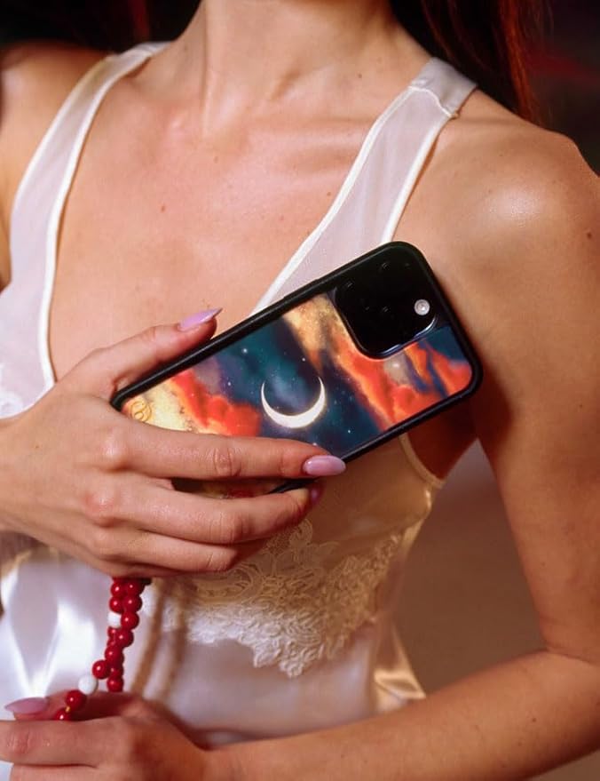 Wildflower Cases - Compatible with iPhone 13 Pro | Protective Black Bumper, 6.5ft Drop Test Certified, Women Owned Small Business | Moon Aesthetic Trendy | Collab - Orebella