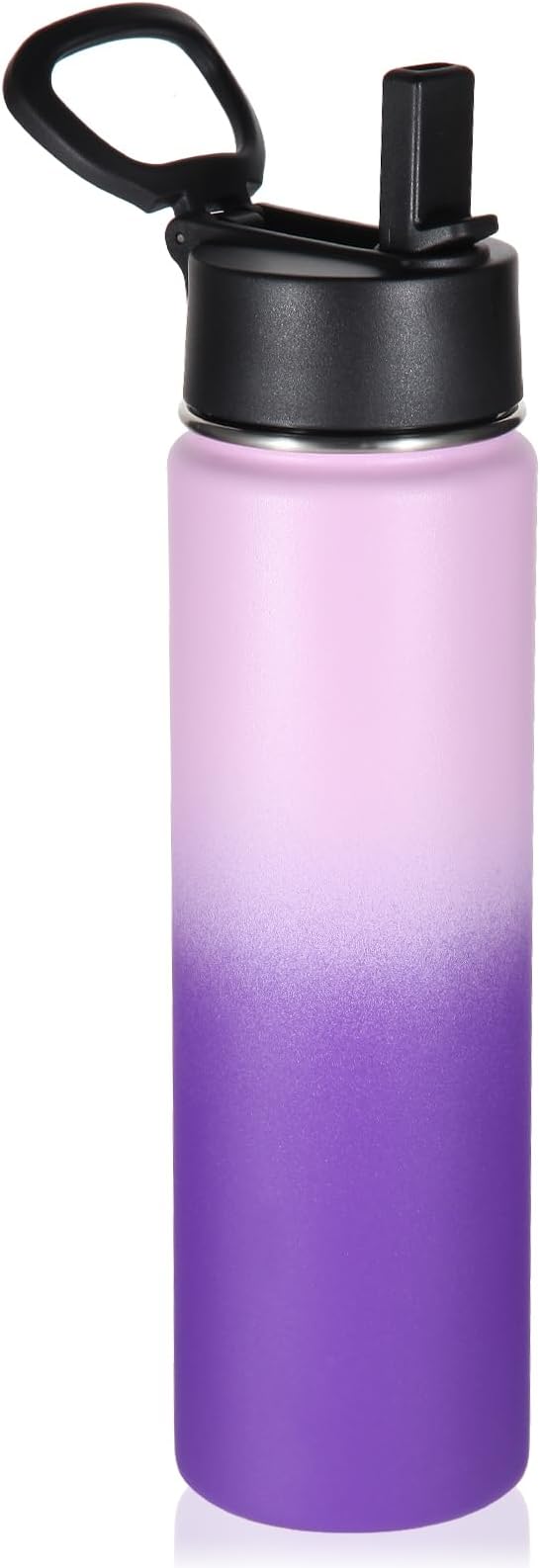 Volhoply 24 Ounce Insulated Water Bottle with Straw Lid,Stainless Steel Wide Mouth Sport Bottles with Handle,Double Wall Vacuum Cups Keep Cold,Reusable Travel Thermal Cups For Holder(Lavender,1)