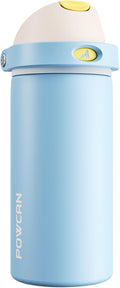 POWCAN 18 oz Metal Water Bottle: 2-in-1 Push-Button Spout & Quick-Flip Straw, Leakproof, Cold 24Hrs, Fits Car Cup Holder, Insulated Cup for Sports, School, Trip, Gift for Women, Girls (Glass Slipper)