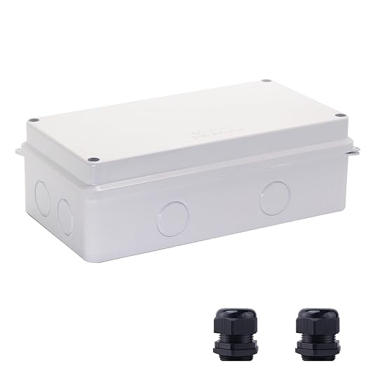 Junction Box, Reserved Holes Electrical Boxes Waterproof IP65 ABS Plastic Electrical Power Cord Enclosure Project Box White 7.9 x 5.9 x 2.8 inch(200x100x70mm)