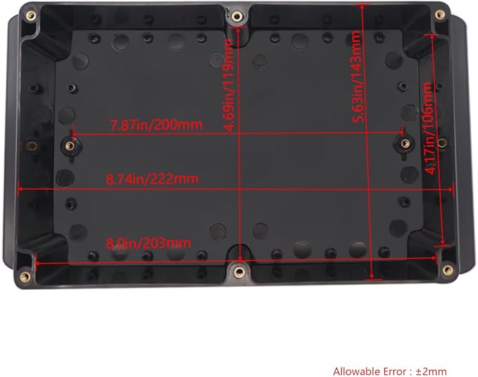 Project Box ABS Black Electrical Boxes IP65 Outdoor Waterproof Box Electronic Junction Box Fixed Ear Power Enclosure with Cable Glands for DIY Project 9.06 x 5.91 x 3.35 inch (230x150x87mm)