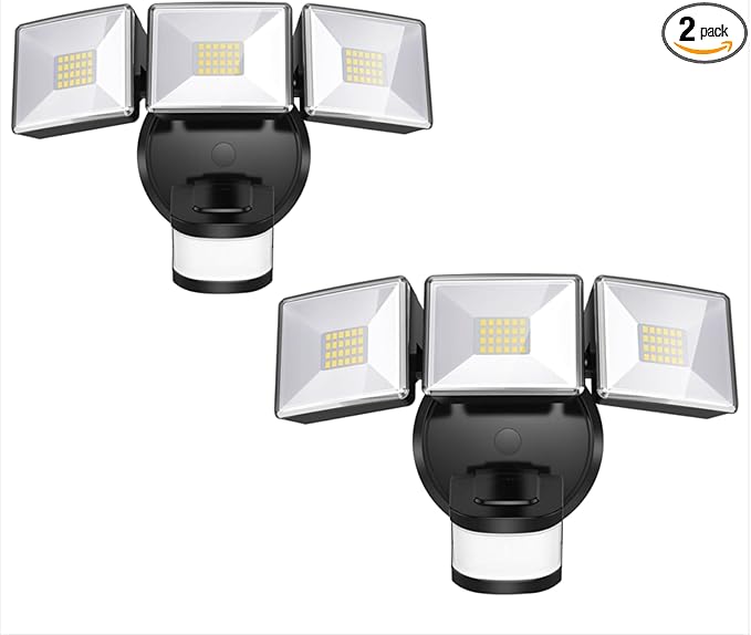 OREiN 2 Pack Motion Sensor Outdoor Flood Light, 30W 4500LM LED Security Light with 180° 40FT Detection, Dusk to Dawn/Auto/Test Modes, IP65 Waterproof Hardwired Floodlight for Yard, Garage, Driveway