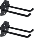Pegboard Hooks Heavy Duty Metal Steel 3/8" Square Hole Peg Hooks Suitbale for 1.5" Spaced Pegboards Double Arm Wall Hooks for Organizing Tools in Home or Garage 4-inch Long Black-2pcs