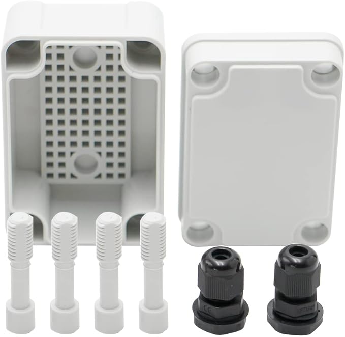 MAKERELE Outside Electrical Box Waterproof Grey 3.74”2.56”2.17” (956555mm) IP67 Small Project ABS Plastic Case with 2 NPT 1/4” Glands