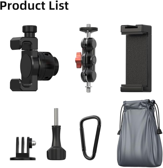 SUREWO Aluminum Cell Phone Fence Mount for iPhone, Go pro,DJI Osmo Action 5Pro/4/3/2, Insta360,Mevo Start Clip Stand for Baseball Softball Tennis Recording (Fence Mount)