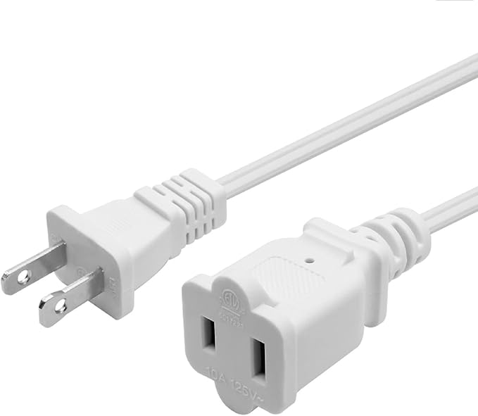 Short Extension Cord 3 Ft,2-Prong Extension Cord, NEMA 1-15P to 1-15R Thin Extension Power Cord - Compact Indoor/Outdoor Use for Home Office Small Appliances Camping