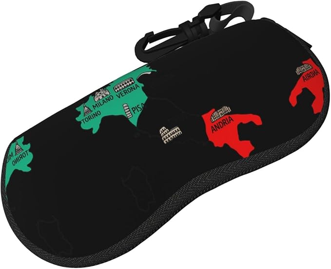 YANGqing Italy Map Cities Marked Print Light Soft Shell Glasses Case Portable & Lightweight Sunglasses Bag, Slim Travel Eyeglasses Pouch