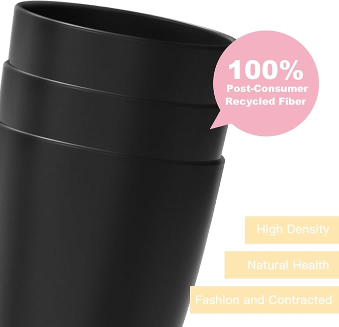 Homienly Kitchen Cups 20oz Wheat Straw Cups-6 pcs Lightweight cups Unbreakable & Reusable Glassware Set Stackable for Party,Camping,Picnic-Black