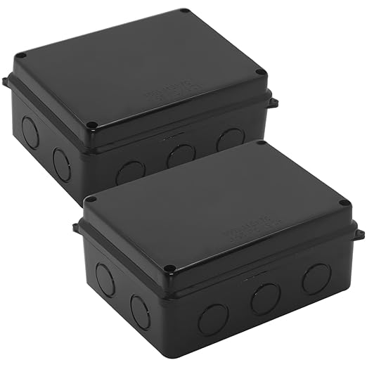 Project Box IP65 Waterproof Dustproof Junction Boxes ABS Plastic DIY Electronic Case, Indoor & Outdoor Electrical Box Power Cord Enclosure Black 150x110x70mm 2pcs