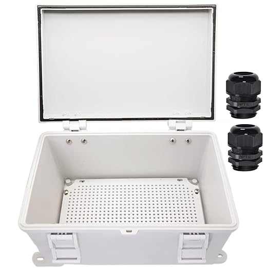 Zulkit Junction Box ABS Plastic Waterproof IP65 Electrical Boxes Hinged Shell Outdoor Universal Project Enclosure with Mounting Plate and Wall Brackets Grey 11.8x7.9x6.3 inch(300x200x160mm)