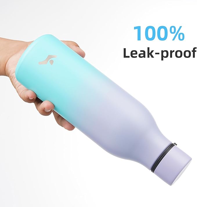 Konokyo Insulated Water Bottle with Strap,18 oz Double Wall Stainless Steel Vacuum Bottles Metal Water Flask,Lavender Green
