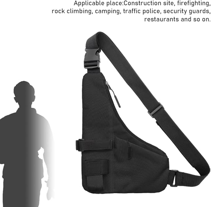 Universal Radio L Shape Chest 2 Pockets Harness Tactical Vest Nylon Vest Walkie Talkie Chest Rig Pack Pouch Holster for Baofeng Motorola Two Way Radio Vest (Black)