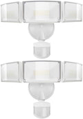 UME 2 Pack 5500LM LED Security Lights Motion Sensor Light Outdoor, 49W, 5000K Daylight, IP65 Waterproof, Dusk to Dawn, 3 Head Motion Detected Flood Light for Garage, Yard, Porch (White)