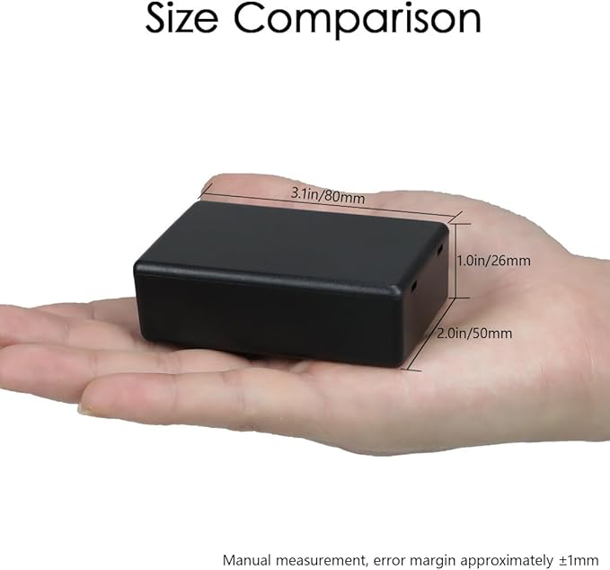 LeMotech 5 Pieces Plastic Project Boxes Junction Case for Electronic Project, Black 3.1 x 2.0 x 1.0 inch (80 x 50x 26 mm)