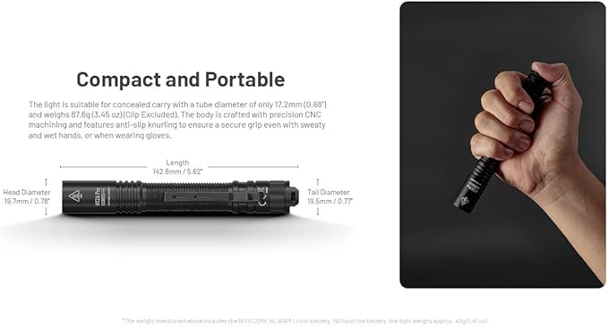 Nitecore MT2A Pro EDC Flashlight, 1000 Lumens, 279 Yard Beam, USB-C Rechargeable, Dual Power with AA Compatibility, Compact Waterproof Slim Penlight, Including NitecoreS Sticker