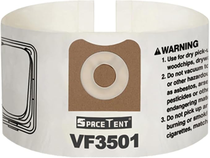 6 Pack VF3501 Replacement for Rigid Shop Vac Bags 4 Gallon Size C, compatible with RIDGID 3-4.5 Gallon Wet/Dry Vacuums, High Efficiency Dust Filter Bags, Part # 23738 WS32045F