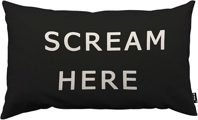 TKS MITLAN Scream Here Pillow Cover 12x20 inch Black White Phrase Pillows Decorative Throw Pillows Farmhouse Decor for Home Cushion Case