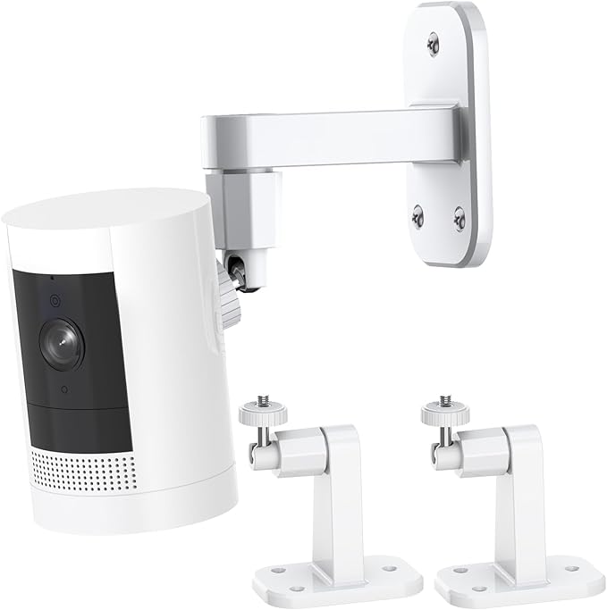 2Pack Ring Camera Wall Mount,Compatible with Ring Outdoor Cam Plus/Stick Up Cam Battery/Plug-in/Pro/Indoor Cam(1st Gen),360 Degree Adjustable No Drilling Mount for R/ing Outdoor Indoor Cameras,White