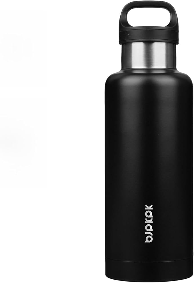 BJPKPK Insulated Water Bottle 32OZ Stainless Steel Water Bottle with Handle Double Walls Vacuum Insulated BPA Free Flask, Black