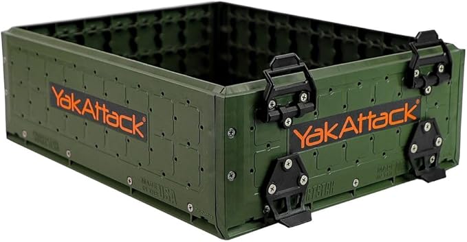 YakAttack ShortStak Upgrade Kit for BlackPak Pro - Ranger Green | 13" x 16" Kayak Crate System | Stackable Gear Storage Add-On with GridLoc Panels, Hinges, & Latches | Fishing Organization Accessory