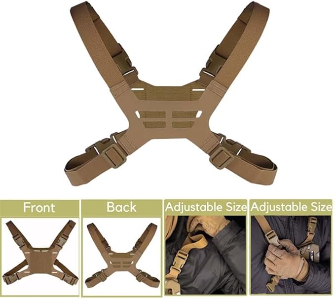 Foldable Tactical Vest Chest Rig Phone Holder, Molle Plate Carrier Pouch Navigation Board Harness Chest Mount