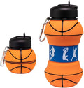 Soccer Water Bottle, 34oz Collapsible Silicone BPA-Free Kids Sports Bottle, Basketball Design, Perfect for Cycling, Travel, Hiking
