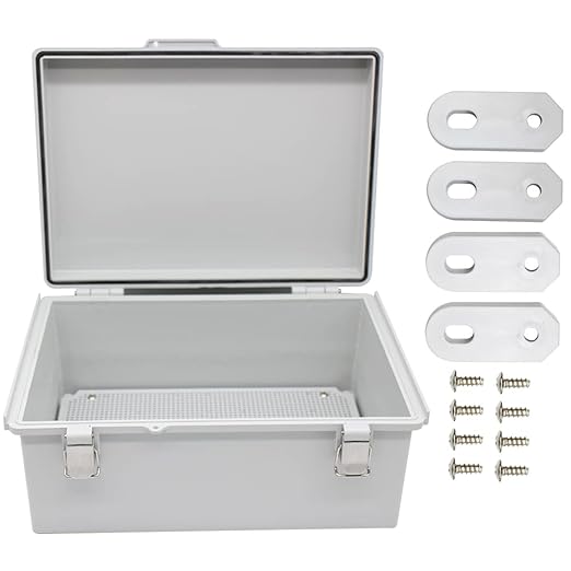 Watertight Electrical Junction Box with Mounting Plate, Clear Hinged Cover Stainless Steel Latch, Plastic Enclosure for Project Wall Bracket, IP67 13.8*9.8*5.9inch（350×250×150mm）