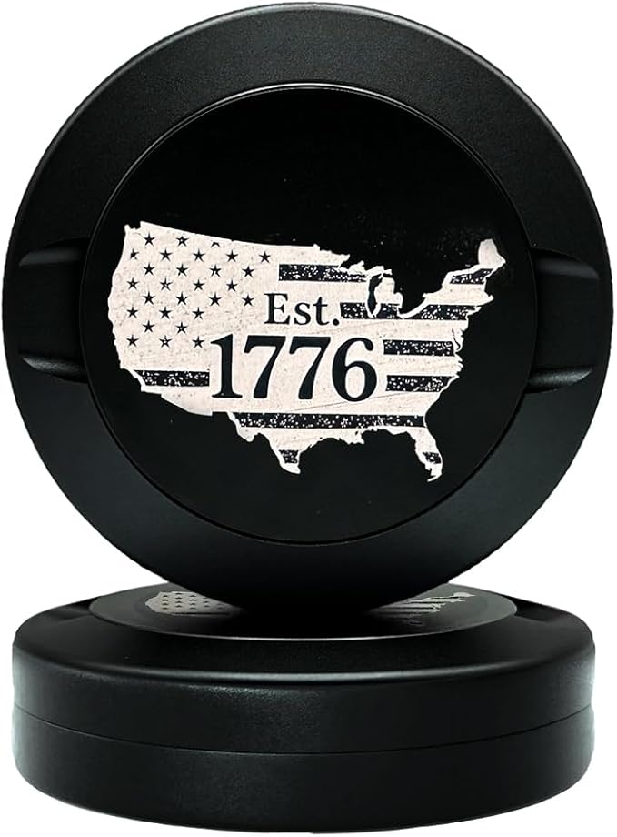 ZYN Metal Can – Metal Zyn Container & Holder | Smell-Proof Aluminum Storage Tin | USA Map 1776 Patriotic Flag Design | Empty Case for Snus & Dip