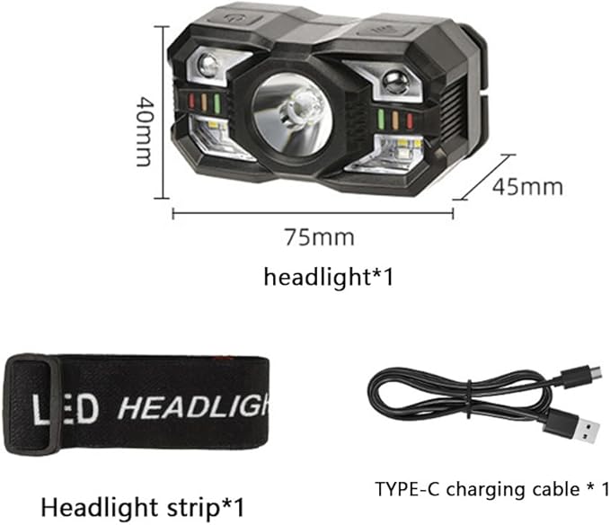 Skylla Headlamp Rechargeable,1200 Lumen Ultra Bright LED Head Lamp Flashlight with White Red Light,Motion Sensor Waterproof Headlight, 5 Modes Lights for Outdoor Camping Fishing Running (2 Pack)